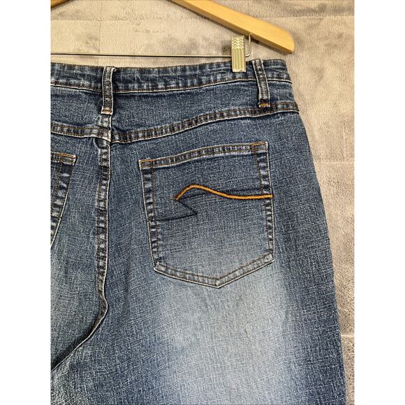 Zana Di Jeans Women 18 Blue High Rise Classic Faded Wide Leg Stretch Denim Boho - Picture 6 of 11